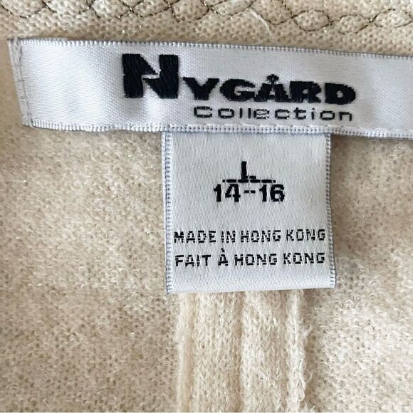 Nygard Collection Embellished Full Zip Boiled Wool Cream Cardigan Sweater Large - Picture 5 of 10
